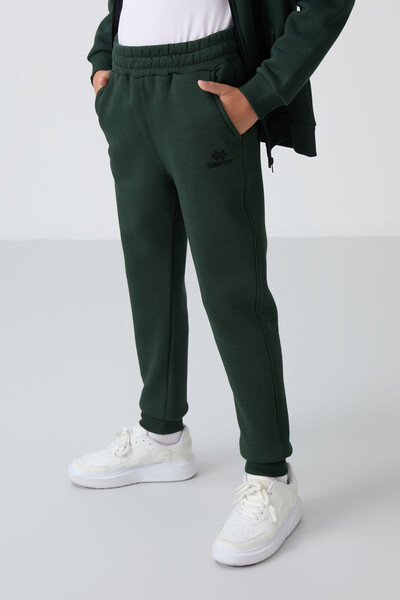 Tommylife Wholesale 7-15 Age Stand Collar Boys' Tracksuit Set 11256 Pine Green - 3