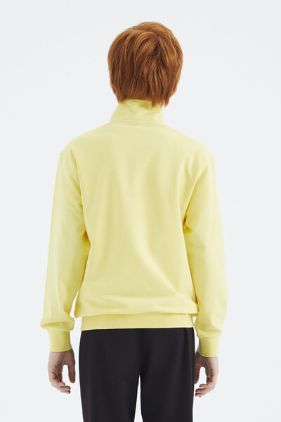 Tommylife Wholesale 7-15 Age Stand Collar Standard Fit Basic Boys' Sweatshirt 11183 Yellow - Thumbnail