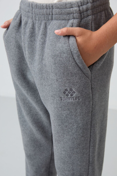 Tommylife Wholesale 7-15 Age Standard Fit Boys' Fleece Sweatpants 11219 Gray Melange - Thumbnail