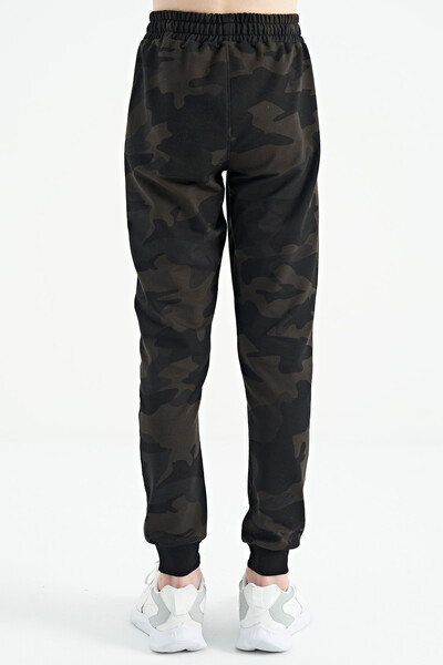 Tommylife Wholesale 7-15 Age Standard Fit Camouflage Printed Jogger Boys' Sweatpants 11096 Black Shadow - Thumbnail