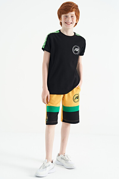 Tommylife Wholesale 7-15 Age Standard Fit Embroidered Boys' Shorts 11129 Mustard - Thumbnail