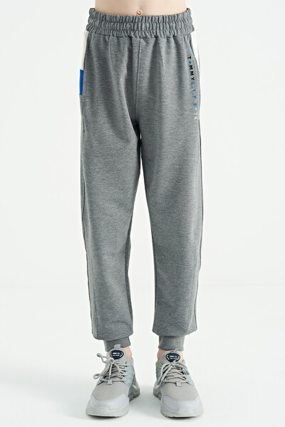 Tommylife Wholesale 7-15 Age Standard Fit Jogger Boys' Sweatpants 11063 Gray Melange - Thumbnail