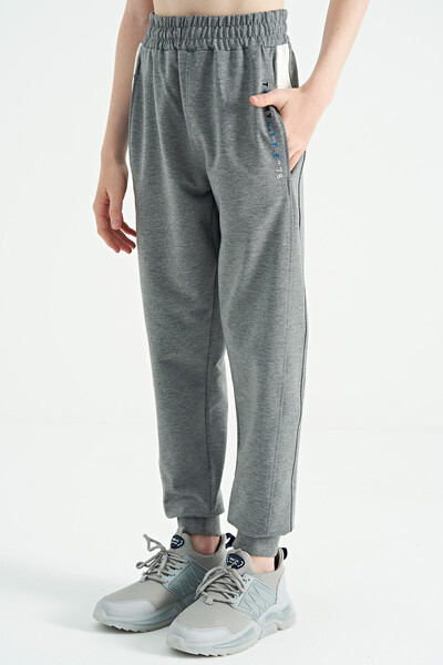 Tommylife Wholesale 7-15 Age Standard Fit Jogger Boys' Sweatpants 11063 Gray Melange - Thumbnail