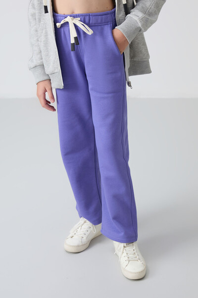 Tommylife Wholesale 7-15 Age Wide-Leg Standard Fit Girls Sweatpants 75146 Amethyst - Thumbnail