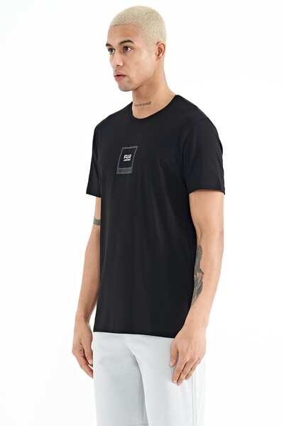 Tommylife Wholesale Adney Crew Neck Standard Fit Printed Men's T-Shirt 88230 Black - Thumbnail