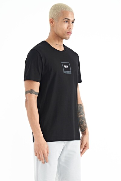 Tommylife Wholesale Adney Crew Neck Standard Fit Printed Men's T-Shirt 88230 Black - Thumbnail