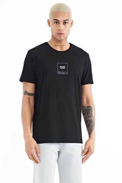 Tommylife Wholesale Adney Crew Neck Standard Fit Printed Men's T-Shirt 88230 Black - Thumbnail