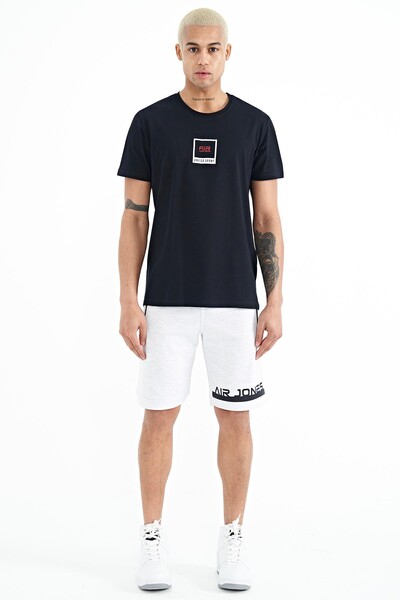 Tommylife Wholesale Adney Crew Neck Standard Fit Printed Men's T-Shirt 88230 Navy Blue - Thumbnail