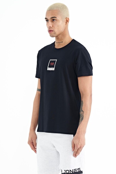 Tommylife Wholesale Adney Crew Neck Standard Fit Printed Men's T-Shirt 88230 Navy Blue - Thumbnail