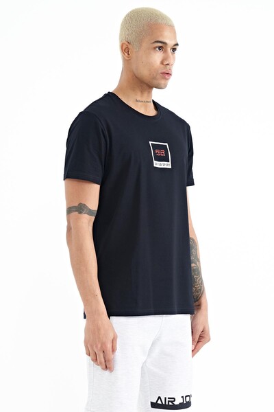 Tommylife Wholesale Adney Crew Neck Standard Fit Printed Men's T-Shirt 88230 Navy Blue - Thumbnail