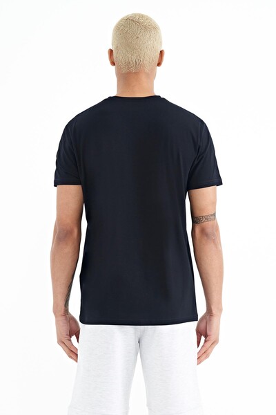 Tommylife Wholesale Adney Crew Neck Standard Fit Printed Men's T-Shirt 88230 Navy Blue - Thumbnail