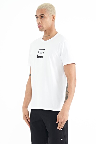 Tommylife Wholesale Adney White Round Neck Men's T-Shirt - 88230 - Thumbnail