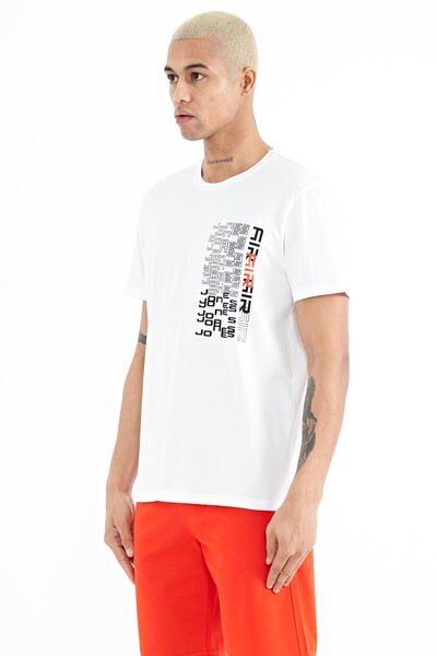 Tommylife Wholesale Alan Crew Neck Standard Fit Printed Men's T-Shirt 88208 White - Thumbnail