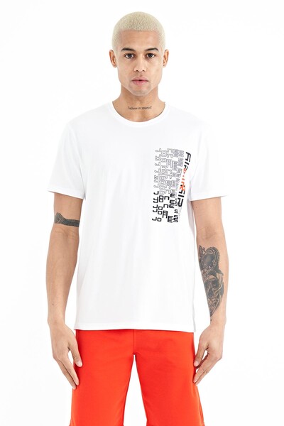 Tommylife Wholesale Alan Crew Neck Standard Fit Printed Men's T-Shirt 88208 White - Thumbnail