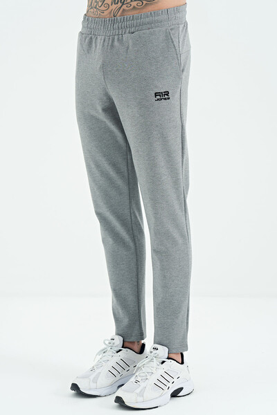 Tommylife Wholesale Albert Slim Fit Basic Men's Sweatpants 84946 Gray Melange - Thumbnail