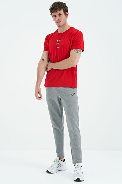 Tommylife Wholesale Albert Slim Fit Basic Men's Sweatpants 84946 Gray Melange - Thumbnail