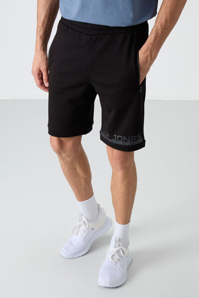 Tommylife Wholesale Albie Standard Fit Printed Men's Shorts 81241 Black - Thumbnail