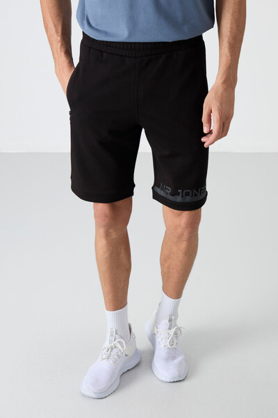 Tommylife Wholesale Albie Standard Fit Printed Men's Shorts 81241 Black - Thumbnail