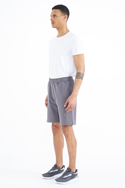 Tommylife Wholesale Aldo Standard Fit Printed Men's Shorts 81242 Dark Gray - Thumbnail