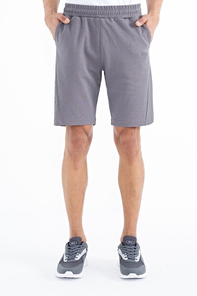 Tommylife Wholesale Aldo Standard Fit Printed Men's Shorts 81242 Dark Gray - Thumbnail