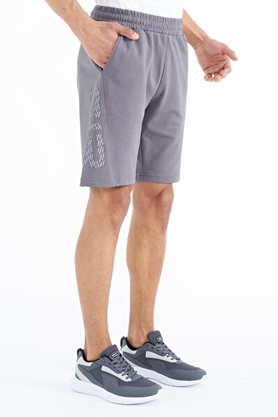 Tommylife Wholesale Aldo Standard Fit Printed Men's Shorts 81242 Dark Gray - Thumbnail