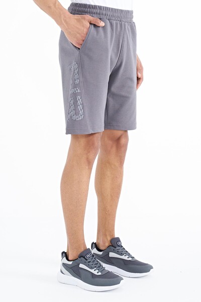 Tommylife Wholesale Aldo Standard Fit Printed Men's Shorts 81242 Dark Gray - Thumbnail