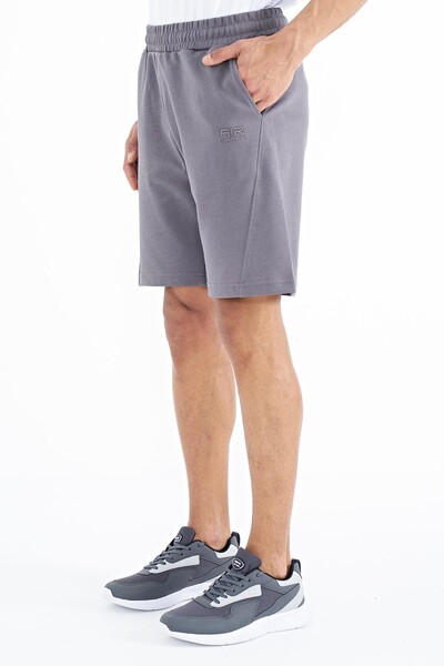 Tommylife Wholesale Aldo Standard Fit Printed Men's Shorts 81242 Dark Gray - Thumbnail