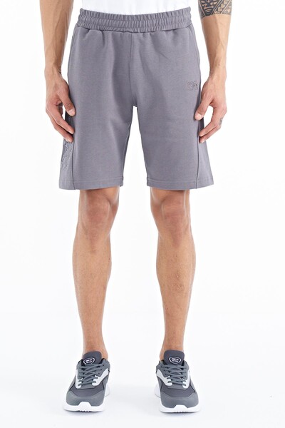 Tommylife Wholesale Aldo Standard Fit Printed Men's Shorts 81242 Dark Gray - Thumbnail