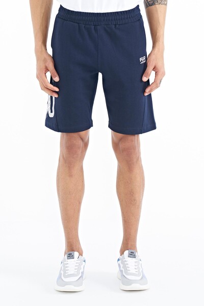 Tommylife Wholesale Aldo Standard Fit Printed Men's Shorts 81242 Indigo - Thumbnail