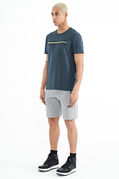 Tommylife Wholesale Alec Standard Fit Basic Men's Shorts 81243 Gray Melange - Thumbnail