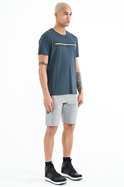 Tommylife Wholesale Alec Standard Fit Basic Men's Shorts 81243 Gray Melange - Thumbnail