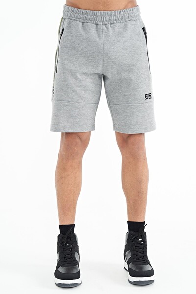 Tommylife Wholesale Alec Standard Fit Basic Men's Shorts 81243 Gray Melange - Thumbnail