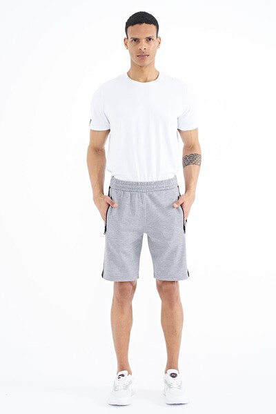 Tommylife Wholesale Alfred Standard Fit Men's Shorts 81244 Gray Melange - Thumbnail