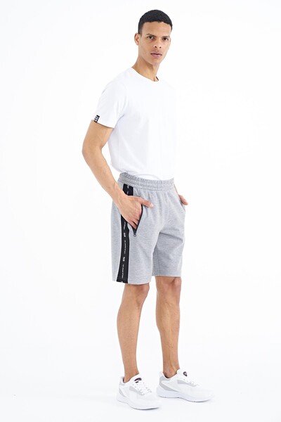 Tommylife Wholesale Alfred Standard Fit Men's Shorts 81244 Gray Melange - Thumbnail