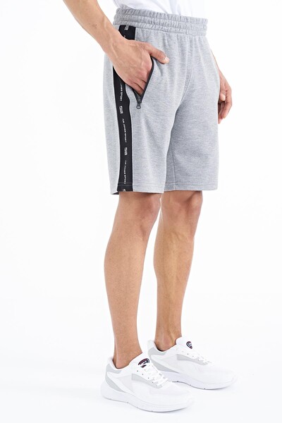 Tommylife Wholesale Alfred Standard Fit Men's Shorts 81244 Gray Melange - Thumbnail