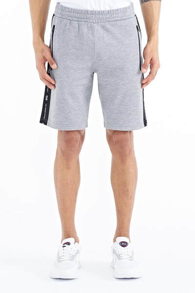 Tommylife Wholesale Alfred Standard Fit Men's Shorts 81244 Gray Melange - Thumbnail