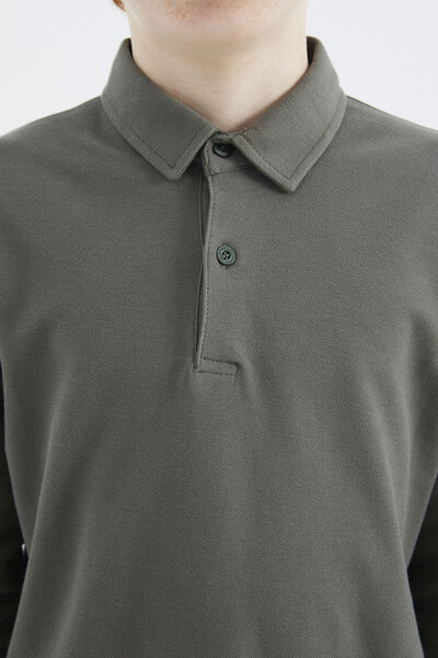 Tommylife Wholesale Almond Green Polo Neck Boys' T-Shirt - 11170 - Thumbnail