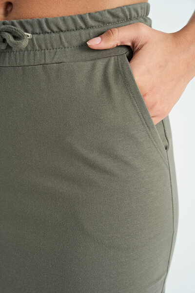 Tommylife Wholesale Almond Green Slit Knee-Length Women's Skirt - 02276 - Thumbnail
