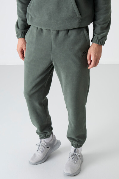 Tommylife Wholesale Almond Green With Half Zipper Neckband Elastic Hem Men's Fleece Set - 85159 - 6