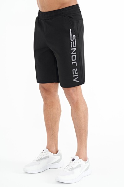 Tommylife Wholesale Alva Standard Fit Printed Men's Shorts 81245 Black - Thumbnail