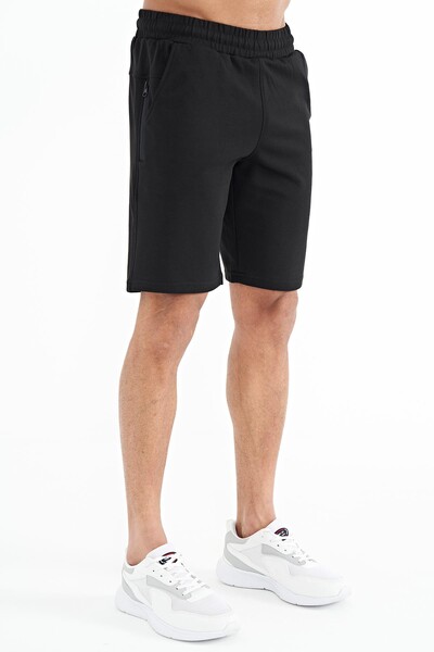 Tommylife Wholesale Alva Standard Fit Printed Men's Shorts 81245 Black - Thumbnail