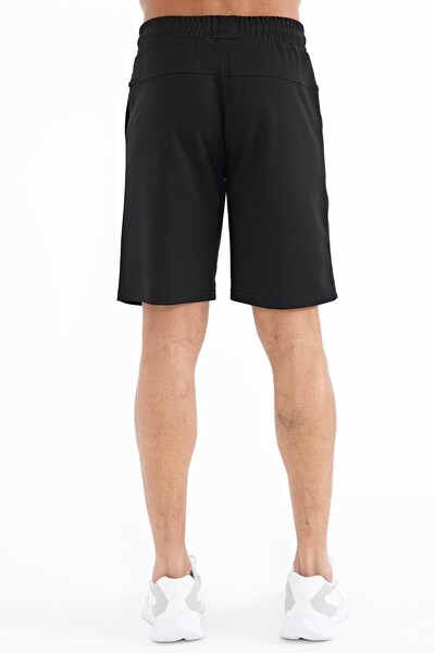 Tommylife Wholesale Alva Standard Fit Printed Men's Shorts 81245 Black - Thumbnail