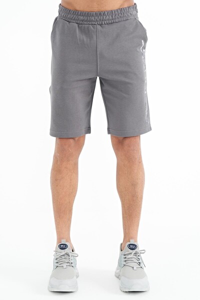 Tommylife Wholesale Alva Standard Fit Printed Men's Shorts 81245 Dark Gray - Thumbnail