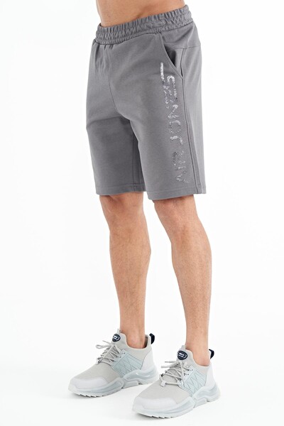 Tommylife Wholesale Alva Standard Fit Printed Men's Shorts 81245 Dark Gray - Thumbnail