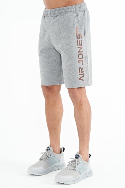 Tommylife Wholesale Alva Standard Fit Printed Men's Shorts 81245 Gray Melange - Thumbnail