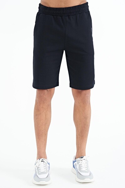 Tommylife Wholesale Alva Standard Fit Printed Men's Shorts 81245 Navy Blue - Thumbnail