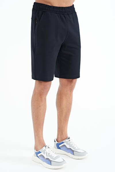 Tommylife Wholesale Alva Standard Fit Printed Men's Shorts 81245 Navy Blue - Thumbnail