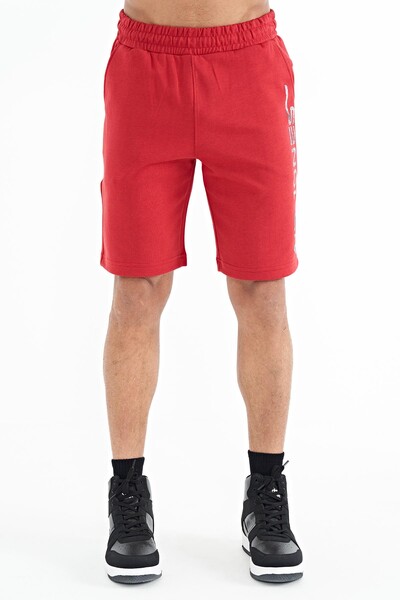 Tommylife Wholesale Alva Standard Fit Printed Men's Shorts 81245 Red - Thumbnail