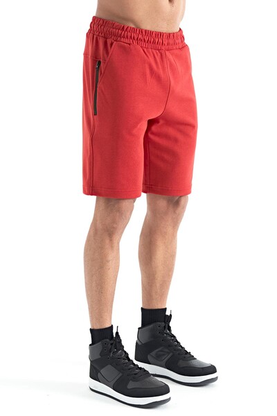 Tommylife Wholesale Alva Standard Fit Printed Men's Shorts 81245 Red - Thumbnail