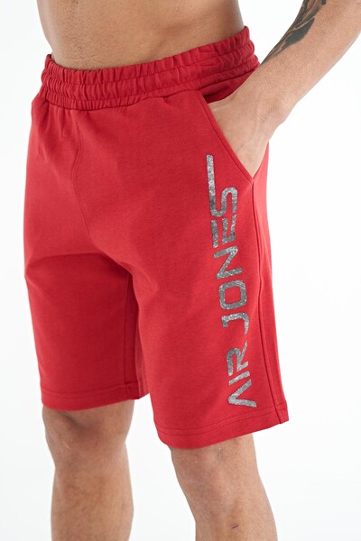 Tommylife Wholesale Alva Standard Fit Printed Men's Shorts 81245 Red - Thumbnail